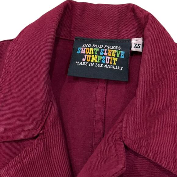 Big Bud Press Short Sleeve Cotton Utility Jumpsuit in Cranberry - Picture 9 of 12
